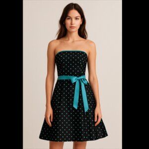 Jessica McClintock Gunne Sax Vintage Polka Dot Strapless Fit and Flare Dress (5)